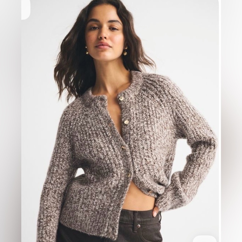 Maude Textured Knit Cardigan in Brown